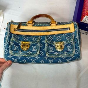 Louis Vuitton Denim Handbag Purse Authentic